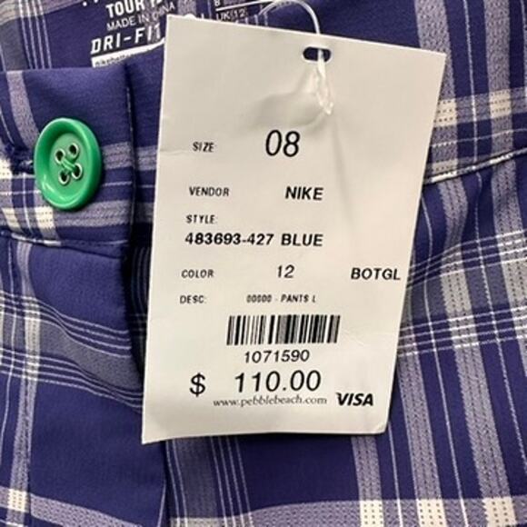 Nike Golf Dri-Fit Women's Size 8 Pebble Beach Plaid Pants Outdoor Activewear - Picture 5 of 11